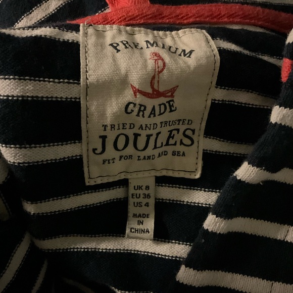 🐝 NWOT Joules Lisa V Neck Pop Over Hoodie Navy White Size 8 - Picture 8 of 12